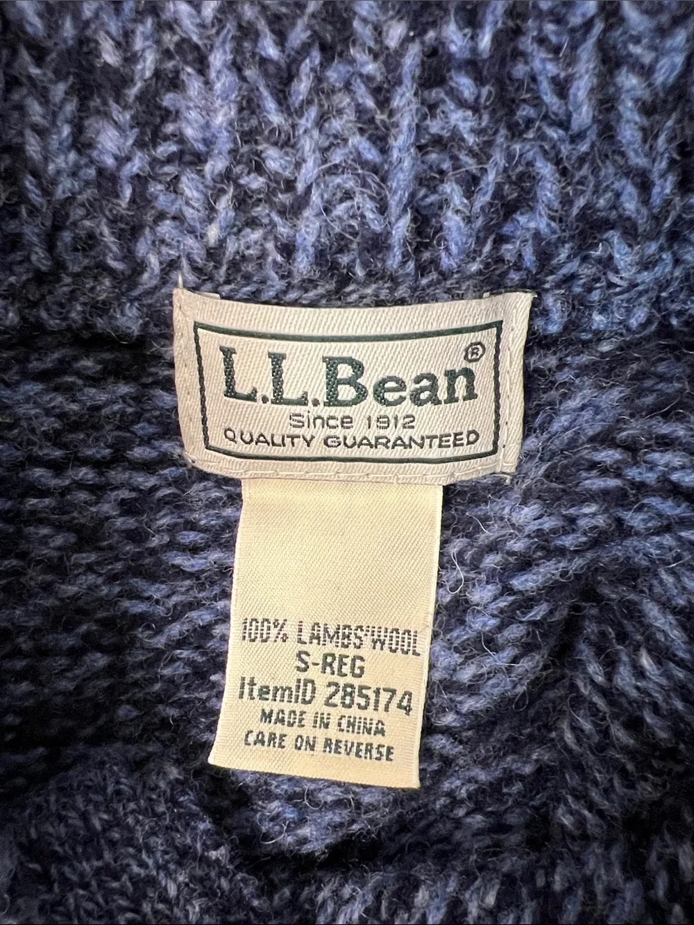 Vintage L.L. Bean Classic Ragg Wool Sweater Henley Blue Lambswool Mens Small